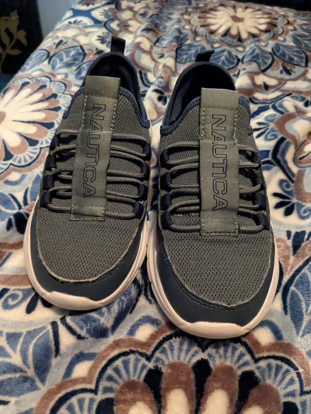 Nautica Boys Gray Casual Knit Slip-On Sneakers